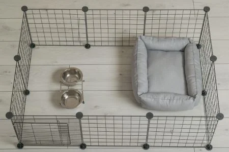 MaxxPet Dog Crate with Throw - Folding Crate with 2 Openings - for Indoor and Outdoor - Perfect for Transportation - 94 x 59 x 75 cm